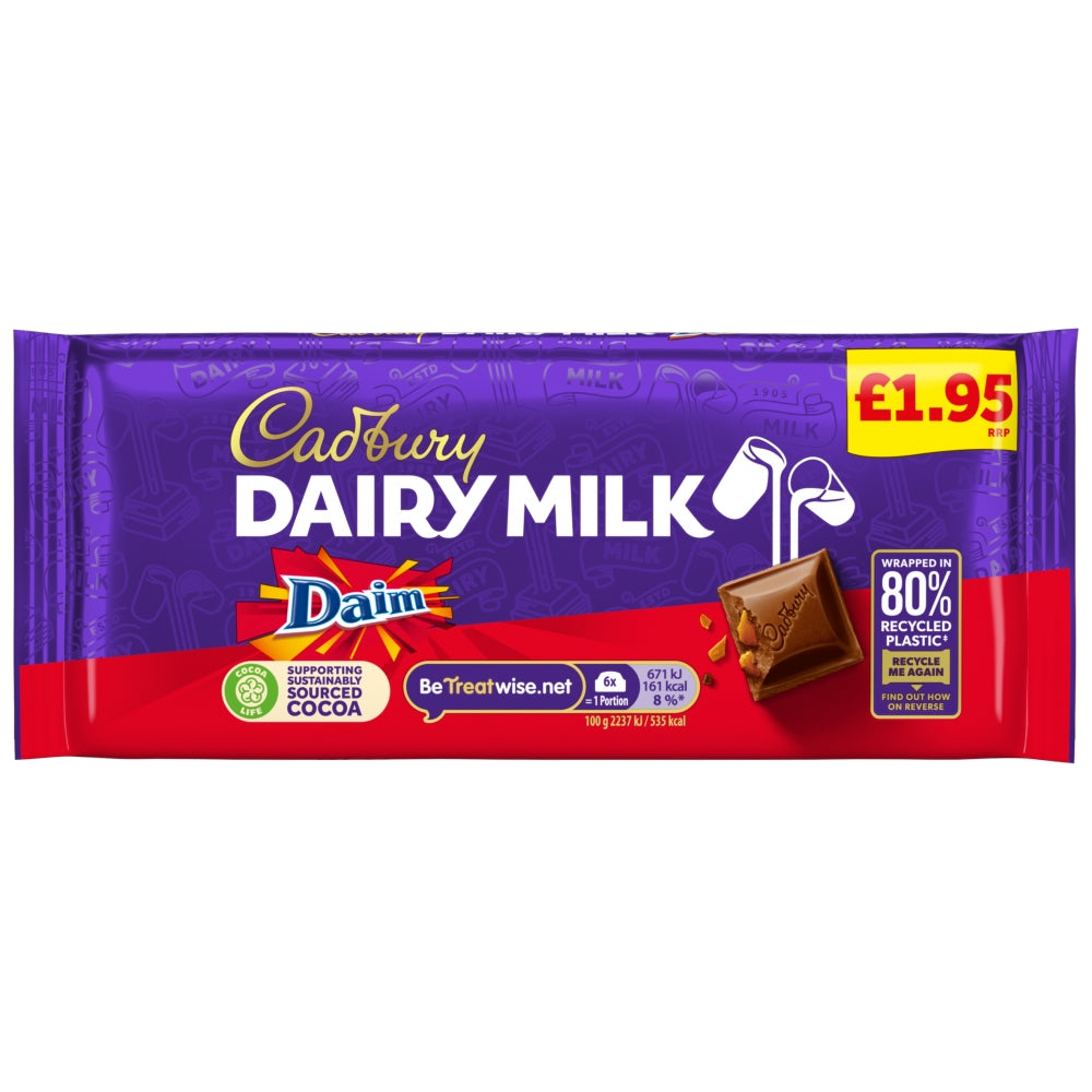 CADBURY BLOCKS DAIRY MILK DAIM 18X120G £1.95