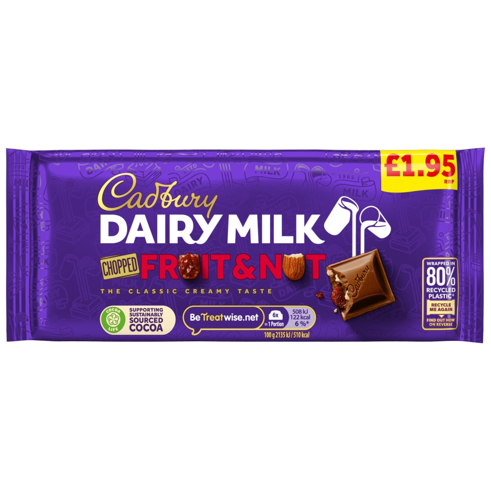CADBURY BLOCKS DAIRY MILK FRUIT&NUT 22X95G £195