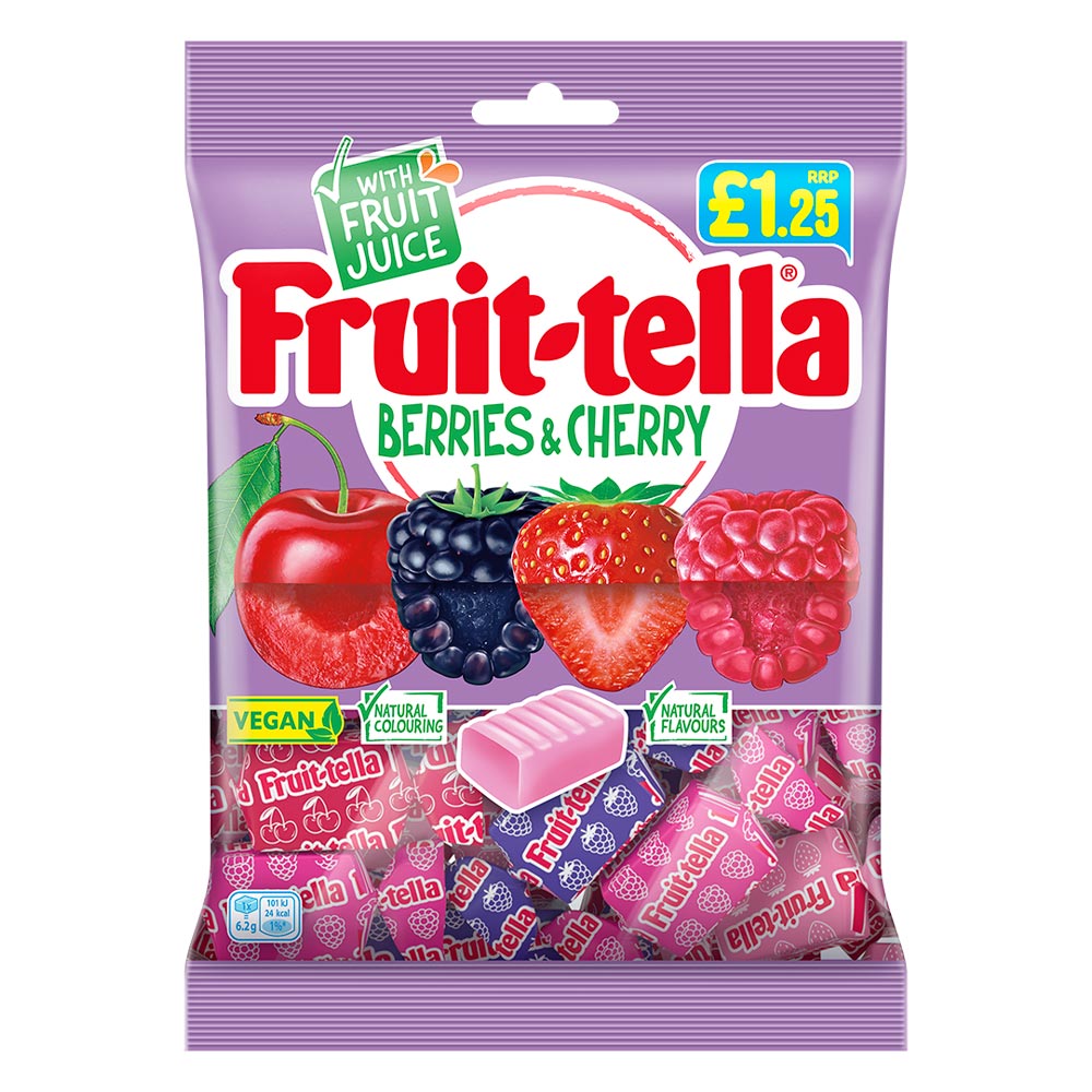 FRUITTELLA BAG BERRIES & CHERRY 12x135G £1.25
