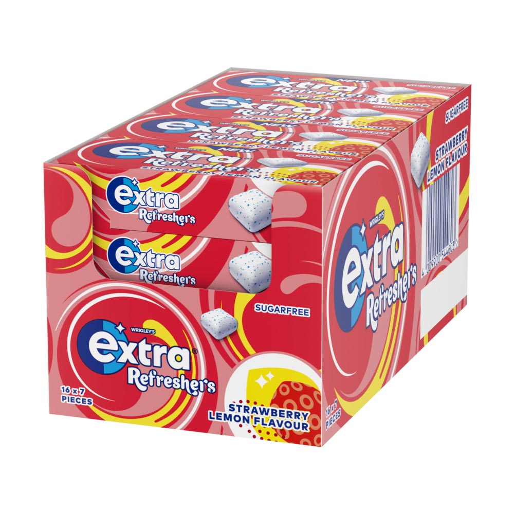 EXTRA REFRESHERS GUM SINGLES SF STRAWBERRY LEMON 16X7PCS