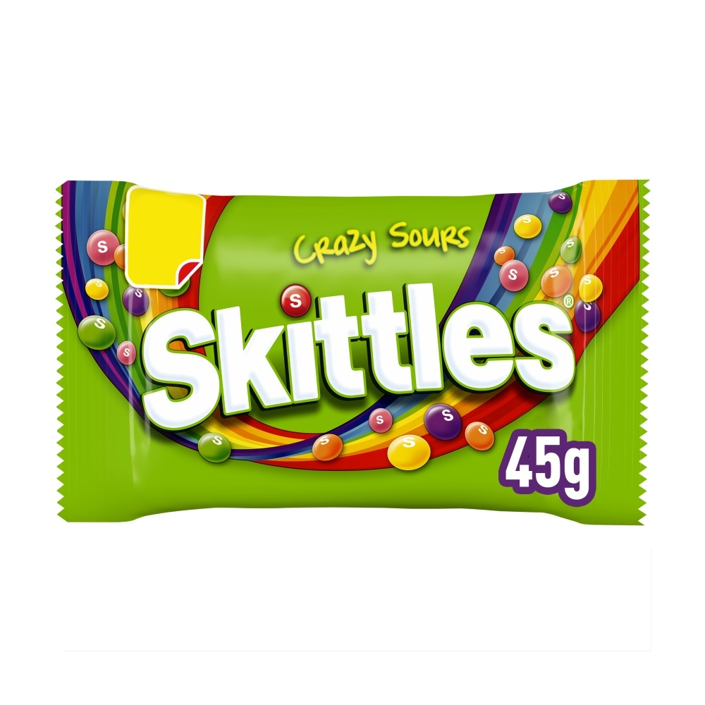 SKITTLES CRAZY SOUR BAG 36×45G PMP £0.65