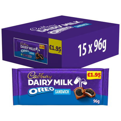 CADBURY BLOCKS  DAIRY MILK OREO SANDWICH BAR 15X96G  £1.95