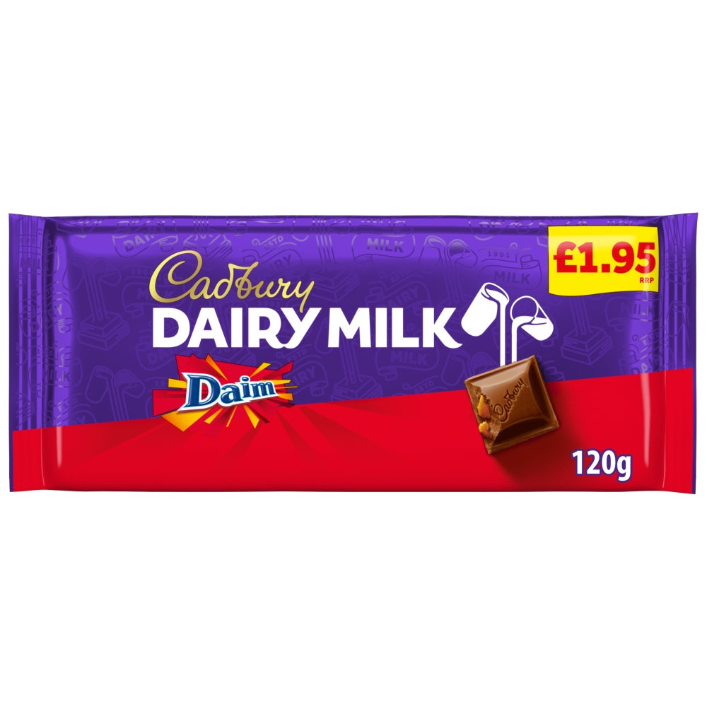 CADBURY BLOCKS  DAIRY MILK DAIM 18X120G £1.95