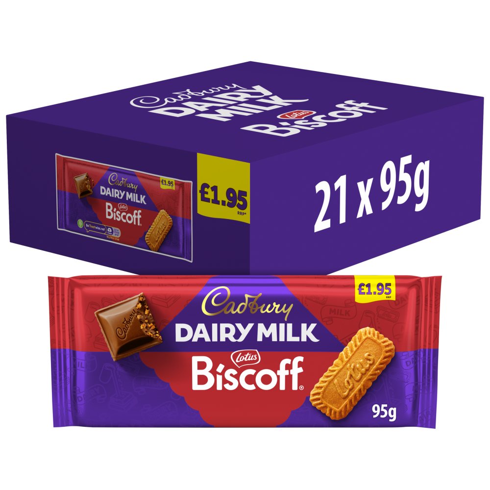 CADBURY BLOCKS DAIRY MILK BISCOFF 21X95G £1.95
