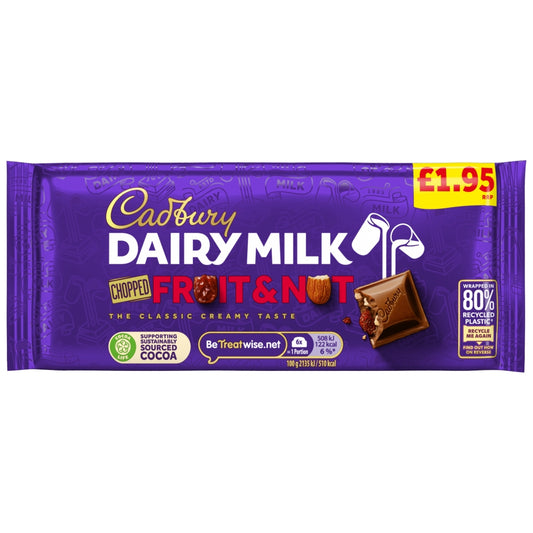 CADBURY BLOCKS  DAIRY MILK FRUIT&NUT 22X95G £195