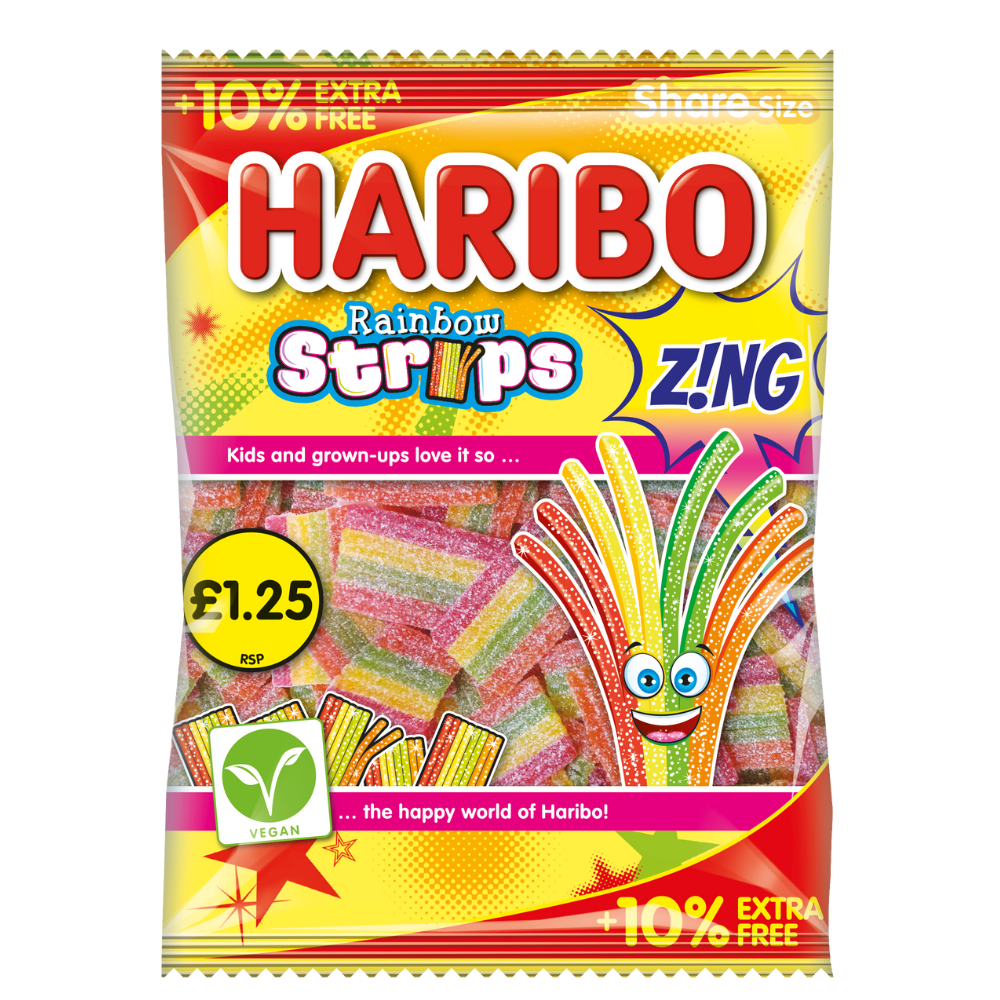 HARIBO RAINBOW STRIPES 12X143G £1.25