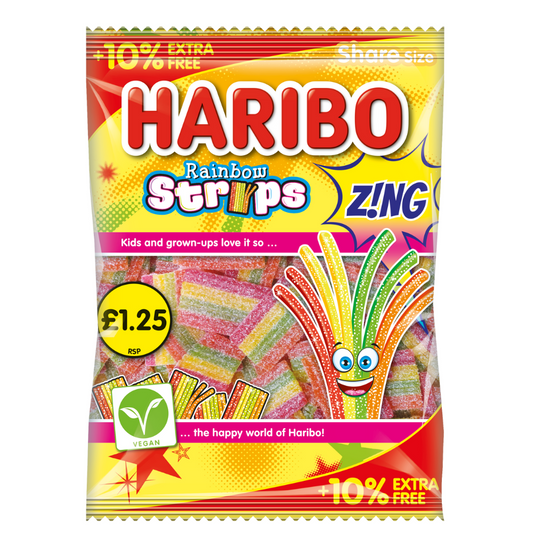 HARIBO RAINBOW STRIPES 12X143G £1.25
