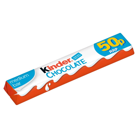 KINDER MEDIUM CHOCOLATE BAR 36X21G – 50P